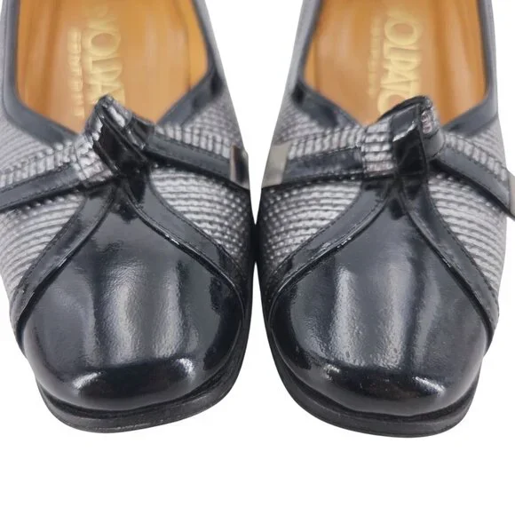 Volpato Italy Womens 7.5 / 38EU Black Grey Gray Leather dress shoes heels pumps - Picture 8 of 11